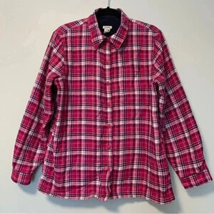 L.L. Bean pink plaid  fleece cotton shaket